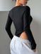 Чорне жіноче боді з декольте та довгим рукавом 132 фото 2