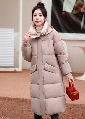 Тепла, зимова подовжена жіноча куртка (пальто). Бежева 59 фото