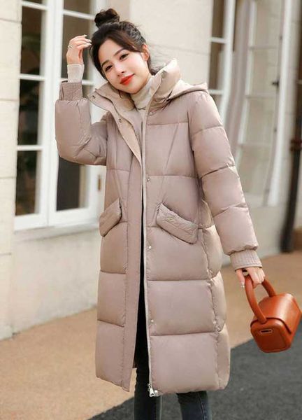Теплая, зимняя удлиненная женская куртка (пальто). Бежевая 59 фото