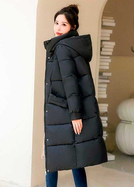 Зимова куртка - пальто жіноча, довга. Чорна 46 фото